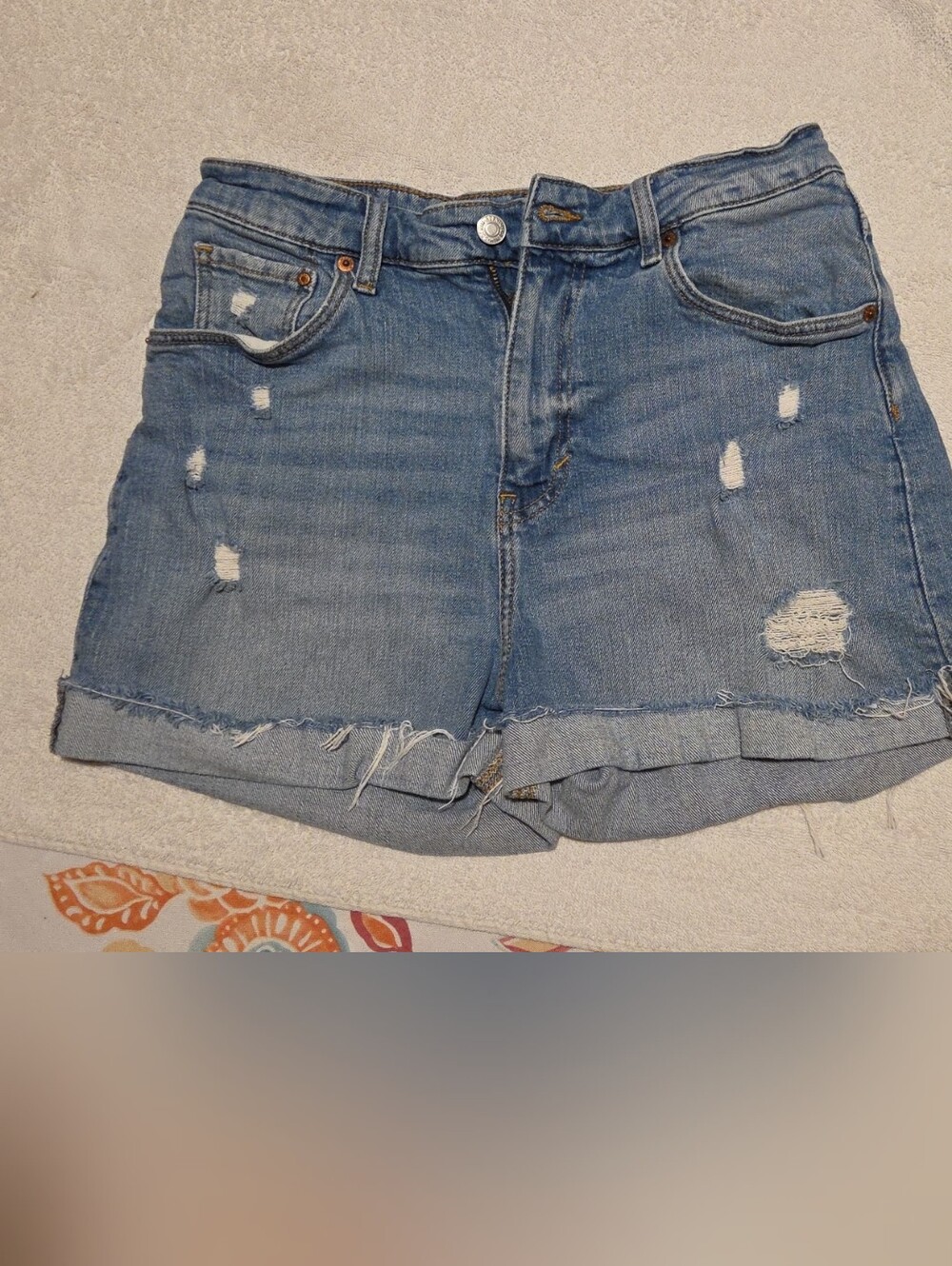 H&M Distressed Denim Jean Shorts - Blue